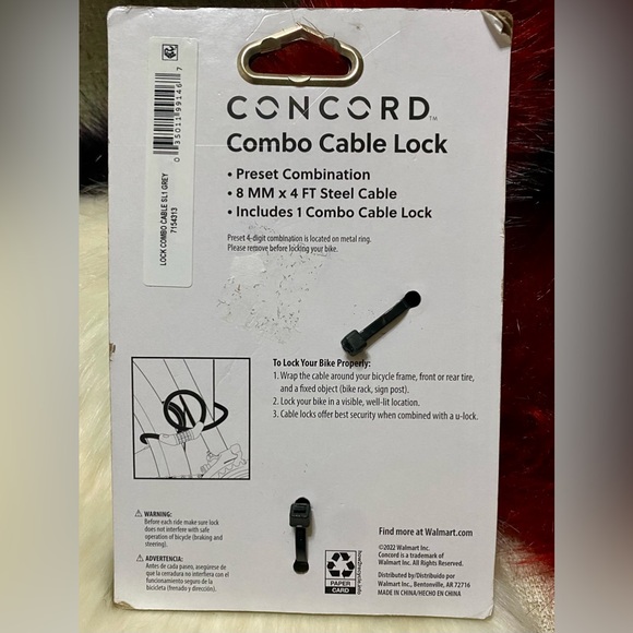 ⭐️ Concord 8MM Combo Cable Bicycle Lock⭐️#CONCORD - Picture 4 of 4